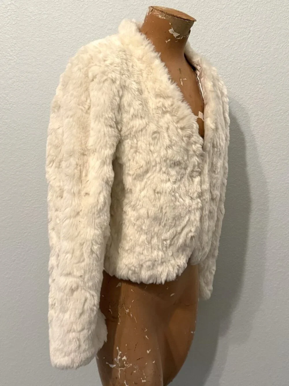 Gap Kids White Faux Fur Cropped Coat Jacket Girls XXL 14-16 Glam Dressy Teen